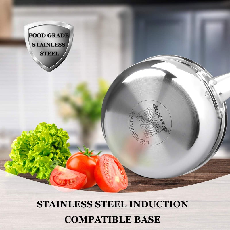 Duxtop Whole-Clad Tri-Ply Stainless Steel Saucepan with Lid, 1.6 Quart, Kitchen Induction Cookware - Image 3